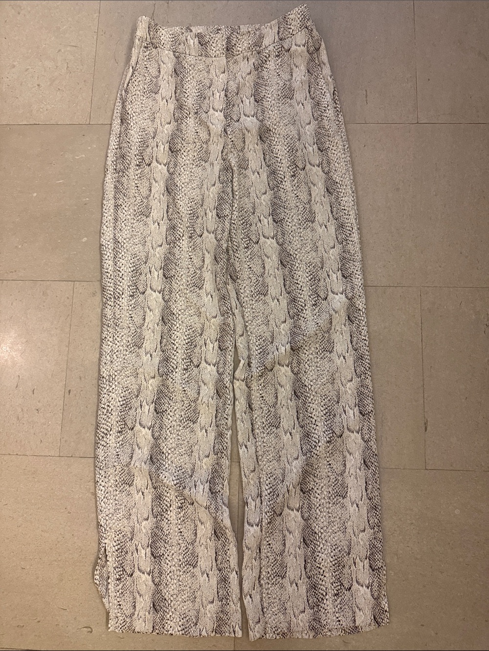 Mango snake pattern straight pants with slits